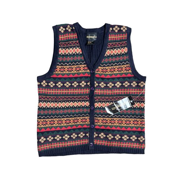 Vtg Requirements Geometric Knit Sweater Vest Size Womens Medium NWT - Picture 1 of 5